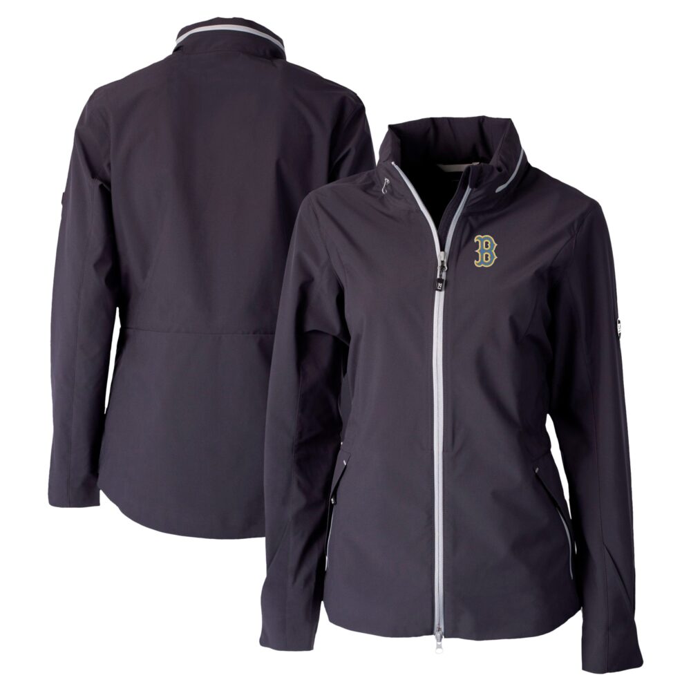 Women's Boston Red Sox Cutter & Buck Graphite City Connect Vapor Water Repellent Stretch Full-Zip Rain Jacket