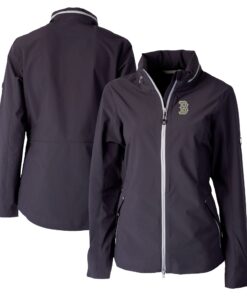 Women's Boston Red Sox Cutter & Buck Graphite City Connect Vapor Water Repellent Stretch Full-Zip Rain Jacket