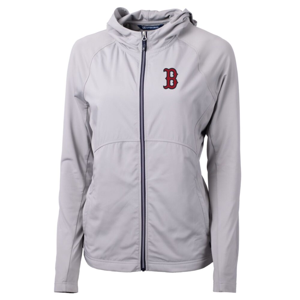 Women's Boston Red Sox Cutter & Buck Gray Adapt Eco Knit Full-Zip Jacket