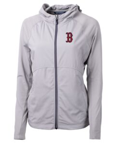 Women's Boston Red Sox Cutter & Buck Gray Adapt Eco Knit Full-Zip Jacket