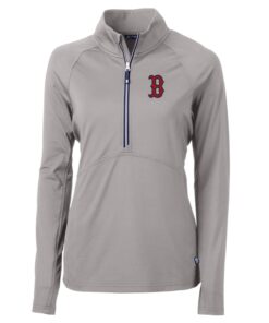 Women's Boston Red Sox Cutter & Buck Gray Adapt Eco Knit Stretch Half-Zip Pullover Top