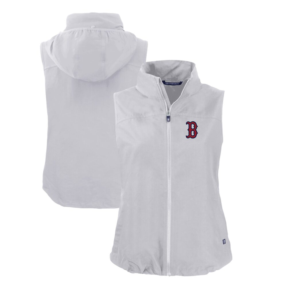Women's Boston Red Sox  Cutter & Buck Gray Charter Eco Recycled Full-Zip Vest