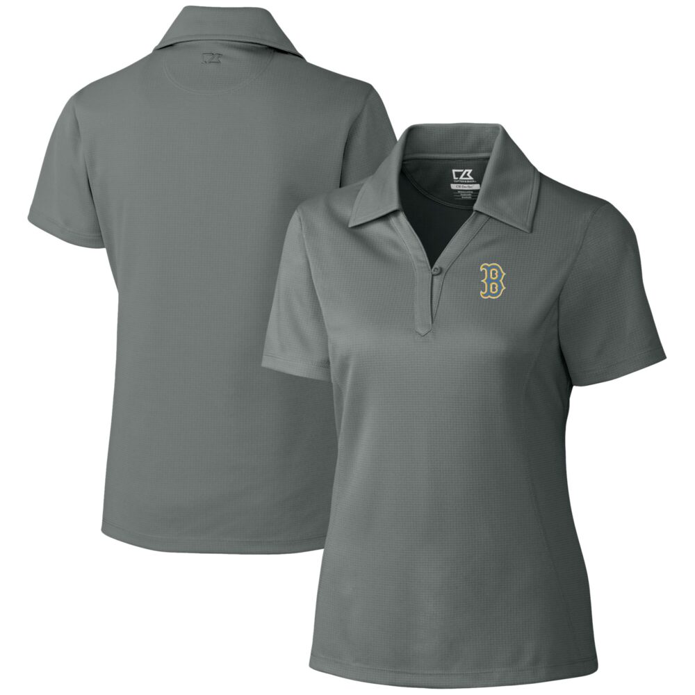 Women's Boston Red Sox Cutter & Buck Gray City Connect CB DryTec Genre Textured Solid Polo