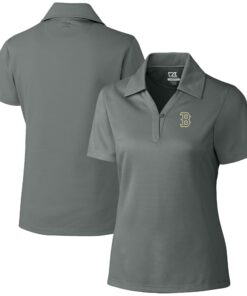 Women's Boston Red Sox Cutter & Buck Gray City Connect CB DryTec Genre Textured Solid Polo