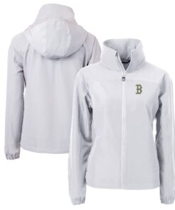 Women's Boston Red Sox  Cutter & Buck Gray City Connect Charter Eco Recycled Full-Zip Jacket