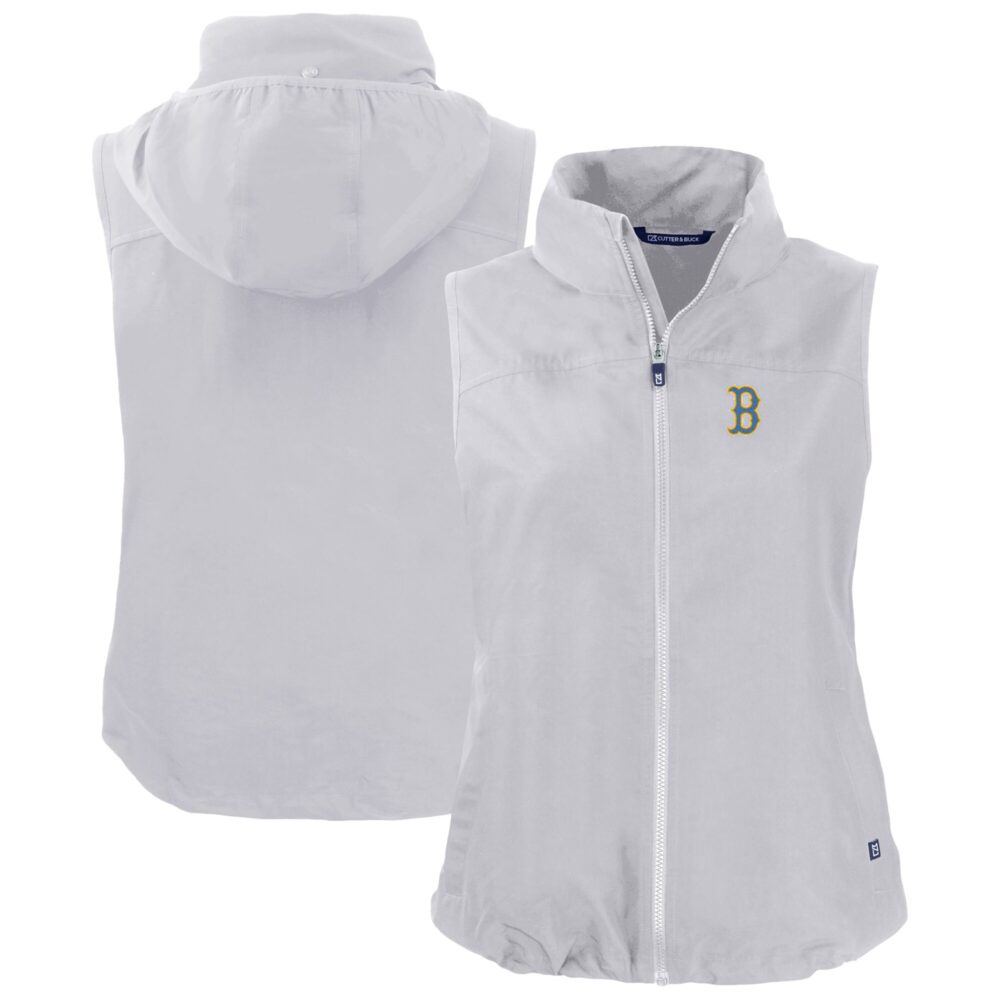 Women's Boston Red Sox  Cutter & Buck Gray City Connect Charter Eco Recycled Full-Zip Vest