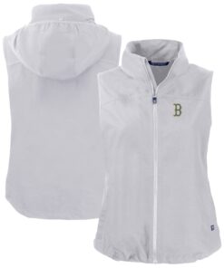 Women's Boston Red Sox  Cutter & Buck Gray City Connect Charter Eco Recycled Full-Zip Vest