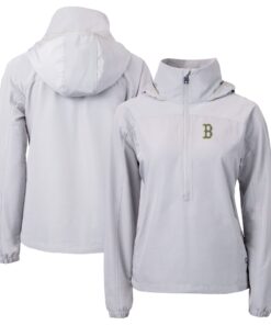 Women's Boston Red Sox  Cutter & Buck Gray City Connect Charter Eco Recycled Half-Zip Anorak Jacket