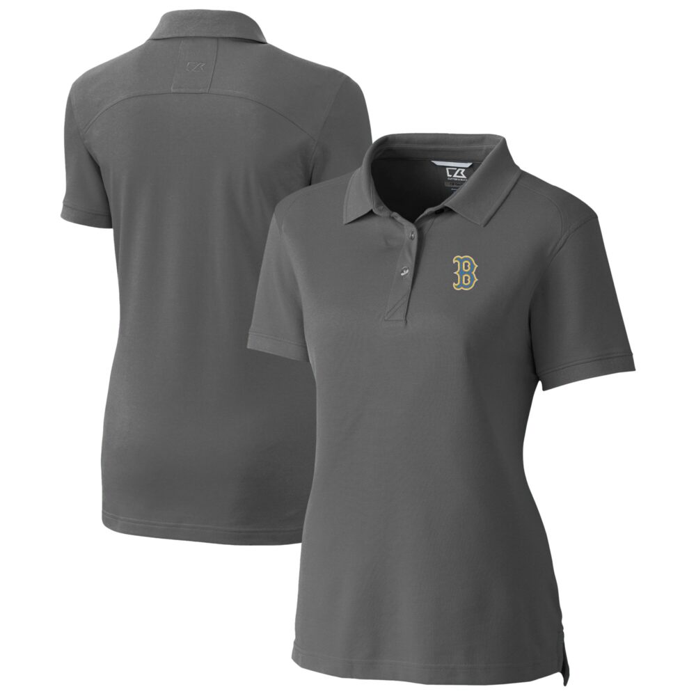 Women's Boston Red Sox Cutter & Buck Gray City Connect DryTec Advantage Tri-Blend Pique Polo