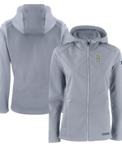Women's Boston Red Sox  Cutter & Buck Gray City Connect Evoke Eco Softshell Recycled Full-Zip Hoodie Jacket