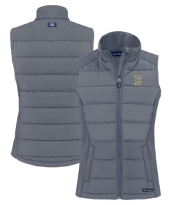 Women's Boston Red Sox  Cutter & Buck Gray City Connect Evoke Hybrid Eco Softshell Recycled Full-Zip Vest