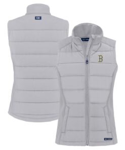 Women's Boston Red Sox  Cutter & Buck Gray City Connect Evoke Hybrid Eco Softshell Recycled Full-Zip Vest