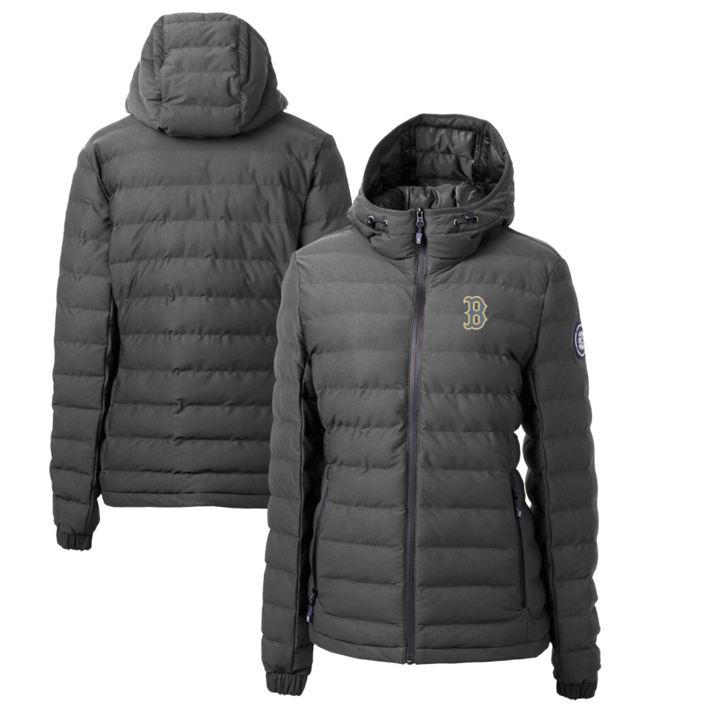 Women's Boston Red Sox Cutter & Buck Gray City Connect Mission Ridge Repreve Eco Insulated Full-Zip Puffer Jacket