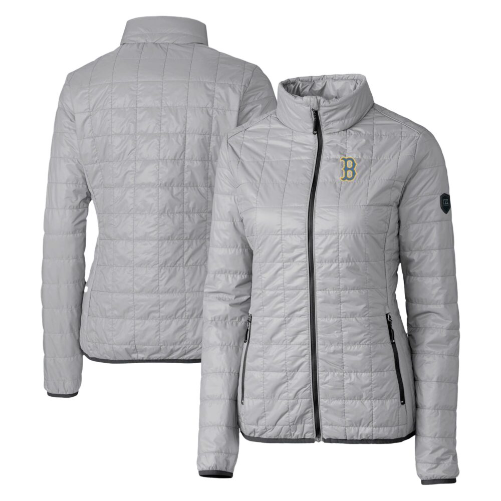 Women's Boston Red Sox  Cutter & Buck Gray City Connect Rainier PrimaLoft Eco Insulated Full-Zip Puffer Jacket