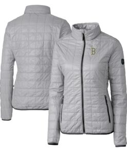 Women's Boston Red Sox  Cutter & Buck Gray City Connect Rainier PrimaLoft Eco Insulated Full-Zip Puffer Jacket