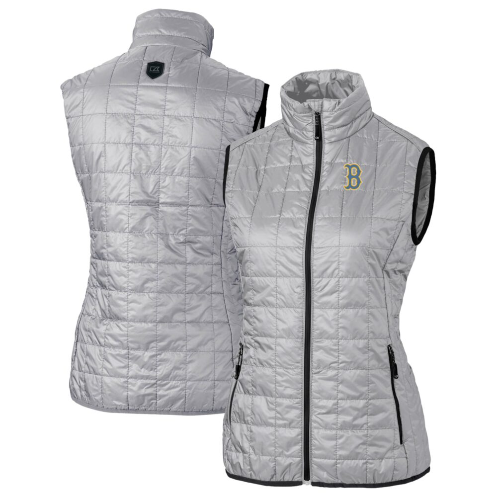Women's Boston Red Sox  Cutter & Buck Gray City Connect Rainier PrimaLoft Eco Insulated Full-Zip Puffer Vest