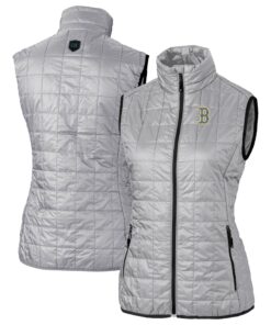 Women's Boston Red Sox  Cutter & Buck Gray City Connect Rainier PrimaLoft Eco Insulated Full-Zip Puffer Vest