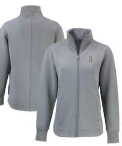 Women's Boston Red Sox Cutter & Buck Gray City Connect Roam Eco Recycled Full-Zip Jacket