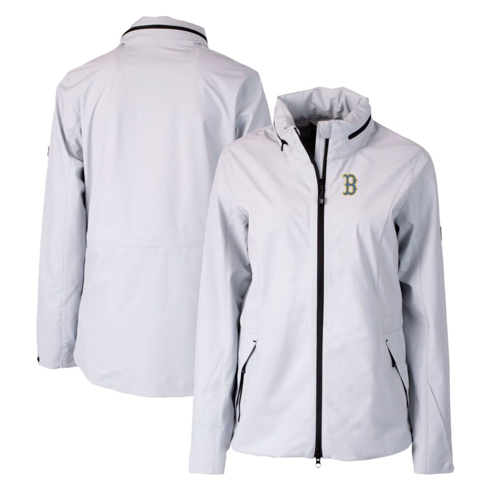 Women's Boston Red Sox Cutter & Buck Gray City Connect Vapor Water Repellent Stretch Full-Zip Rain Jacket