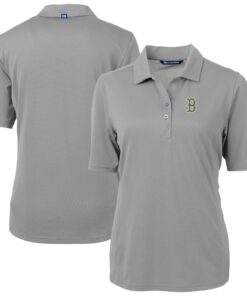Women's Boston Red Sox Cutter & Buck Gray City Connect Virtue Eco Pique Recycled Polo