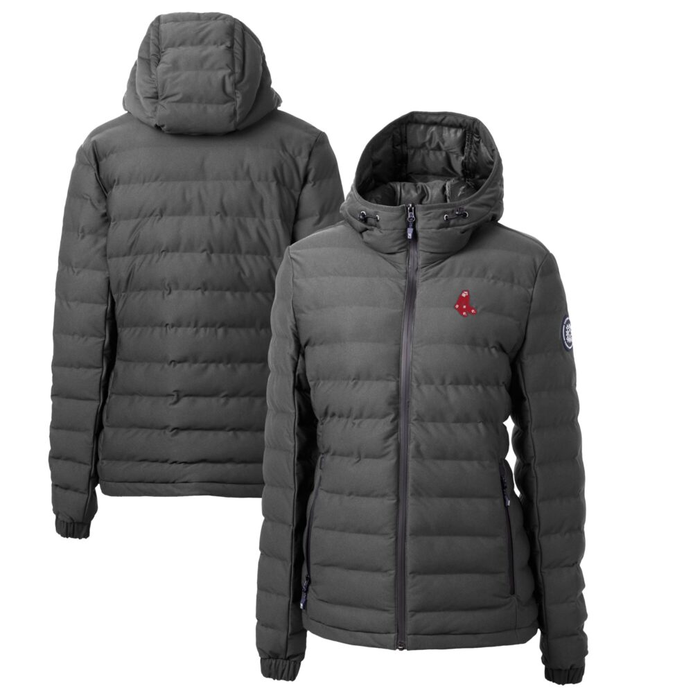 Women's Boston Red Sox Cutter & Buck Gray Cooperstown Collection Mission Ridge Repreve Eco Insulated Full-Zip Puffer Jacket