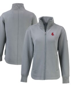 Women's Boston Red Sox Cutter & Buck Gray Cooperstown Collection Roam Eco Recycled Full-Zip Jacket