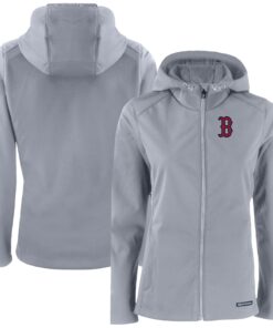 Women's Boston Red Sox  Cutter & Buck Gray Evoke Eco Softshell Recycled Full-Zip Jacket