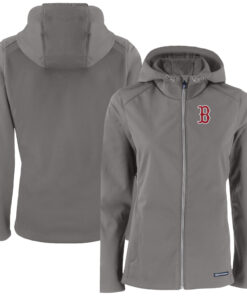 Women's Boston Red Sox  Cutter & Buck Gray Evoke Eco Softshell Recycled Full-Zip Jacket
