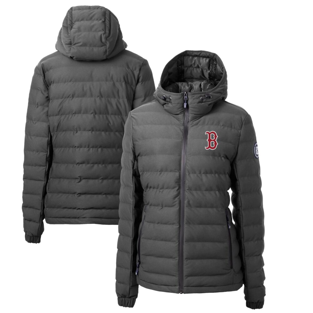 Women's Boston Red Sox Cutter & Buck Gray Mission Ridge Repreve Eco Insulated Full-Zip Puffer Jacket