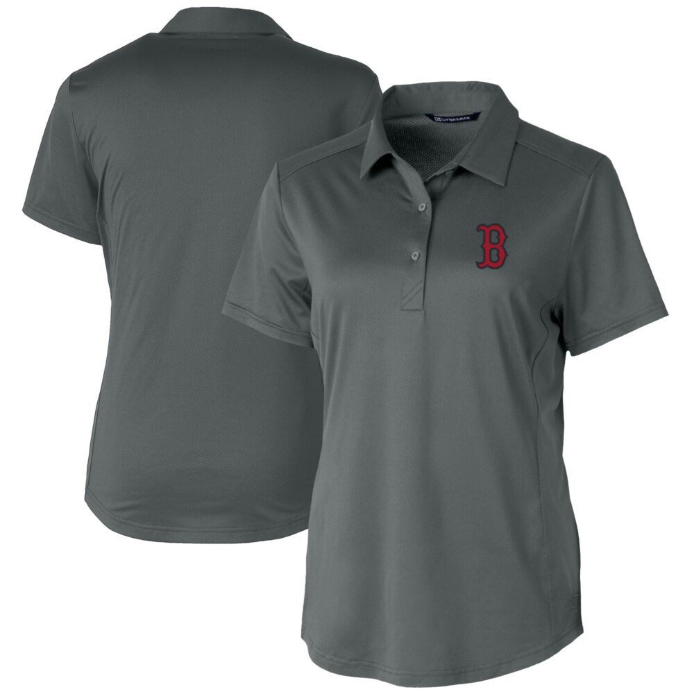 Women's Boston Red Sox Cutter & Buck Gray Prospect Textured Stretch Polo