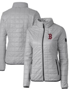 Women's Boston Red Sox Cutter & Buck Gray Rainier PrimaLoft Eco Full-Zip Puffer Jacket