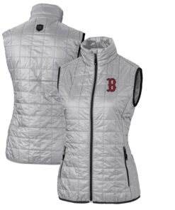 Women's Boston Red Sox Cutter & Buck Gray Rainier PrimaLoft Eco Full-Zip Puffer Vest