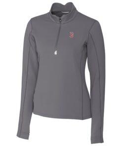 Women's Boston Red Sox Cutter & Buck Gray Traverse Half-Zip Pullover Jacket
