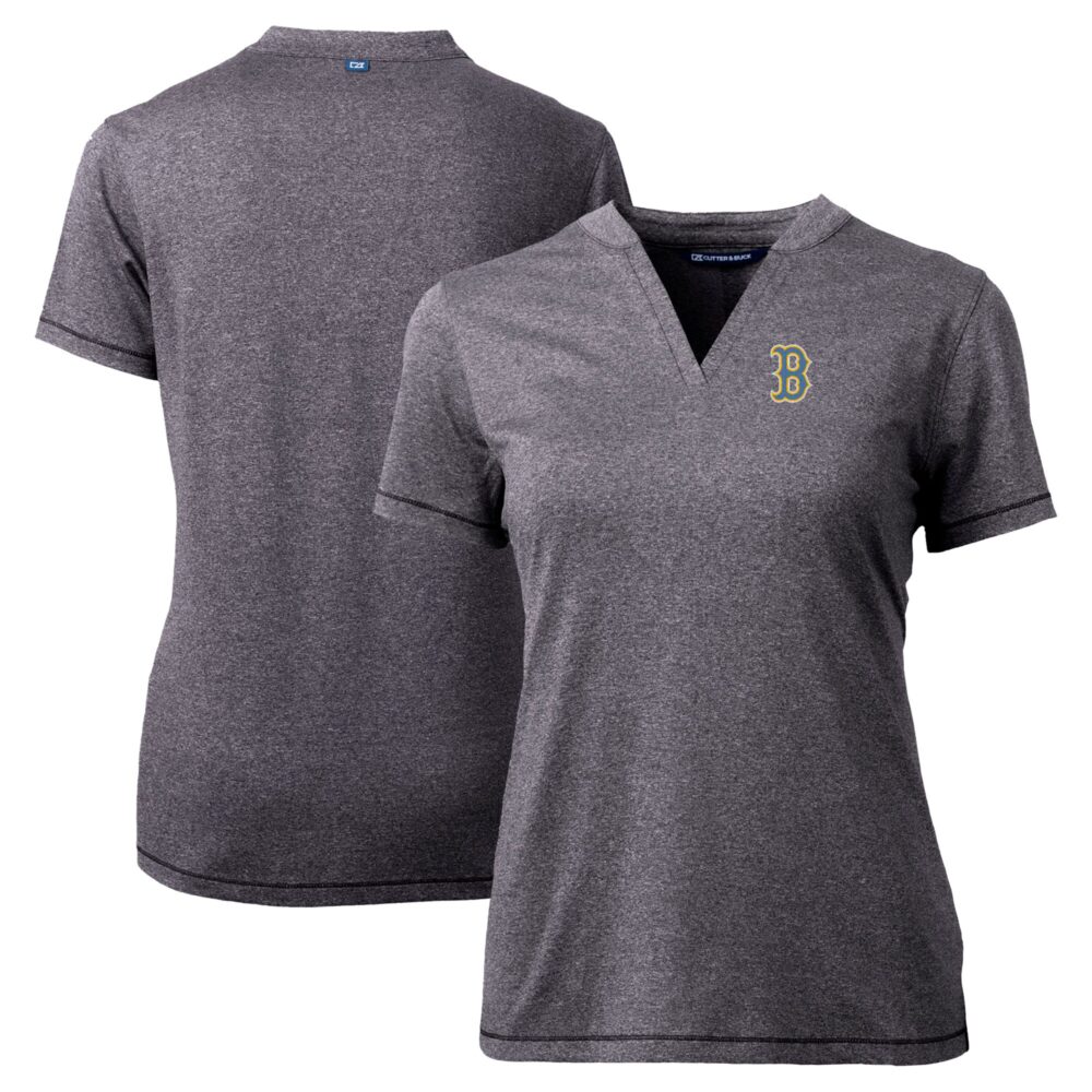 Women's Boston Red Sox  Cutter & Buck Heather Charcoal City Connect Forge Heathered Stretch Blade Top