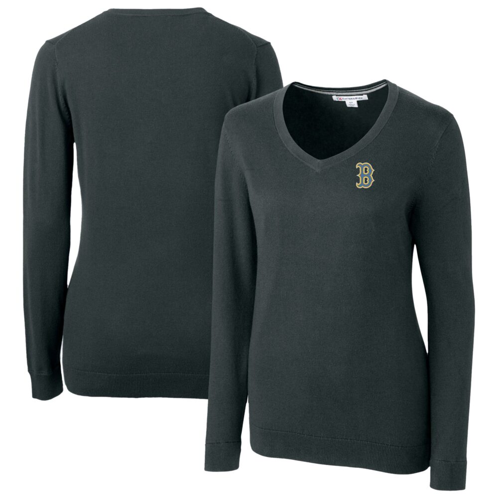 Women's Boston Red Sox  Cutter & Buck Heather Charcoal City Connect Lakemont Tri-Blend Pullover Sweater