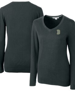 Women's Boston Red Sox  Cutter & Buck Heather Charcoal City Connect Lakemont Tri-Blend Pullover Sweater
