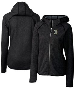 Women's Boston Red Sox  Cutter & Buck Heather Charcoal City Connect Mainsail Full-Zip Hooded Jacket