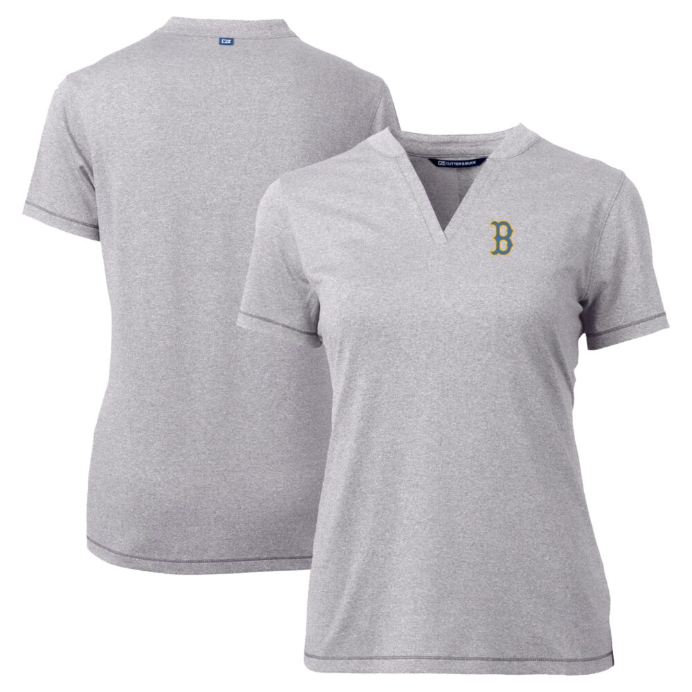 Women's Boston Red Sox  Cutter & Buck Heather Gray City Connect Forge Heathered Stretch Blade Top
