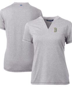 Women's Boston Red Sox  Cutter & Buck Heather Gray City Connect Forge Heathered Stretch Blade Top