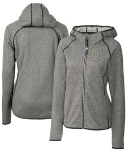 Women's Boston Red Sox  Cutter & Buck Heather Gray City Connect Mainsail Full-Zip Hooded Jacket