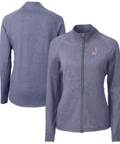 Women's Boston Red Sox Cutter & Buck Heather Navy Adapt Eco Knit Heather Recycled Full-Zip Top