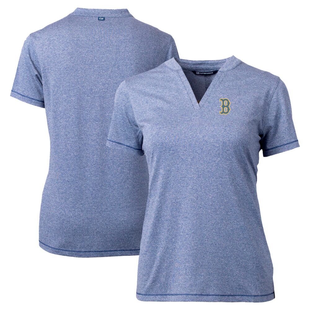 Women's Boston Red Sox  Cutter & Buck Heather Navy City Connect Forge Heathered Stretch Blade Top