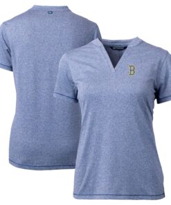 Women's Boston Red Sox  Cutter & Buck Heather Navy City Connect Forge Heathered Stretch Blade Top
