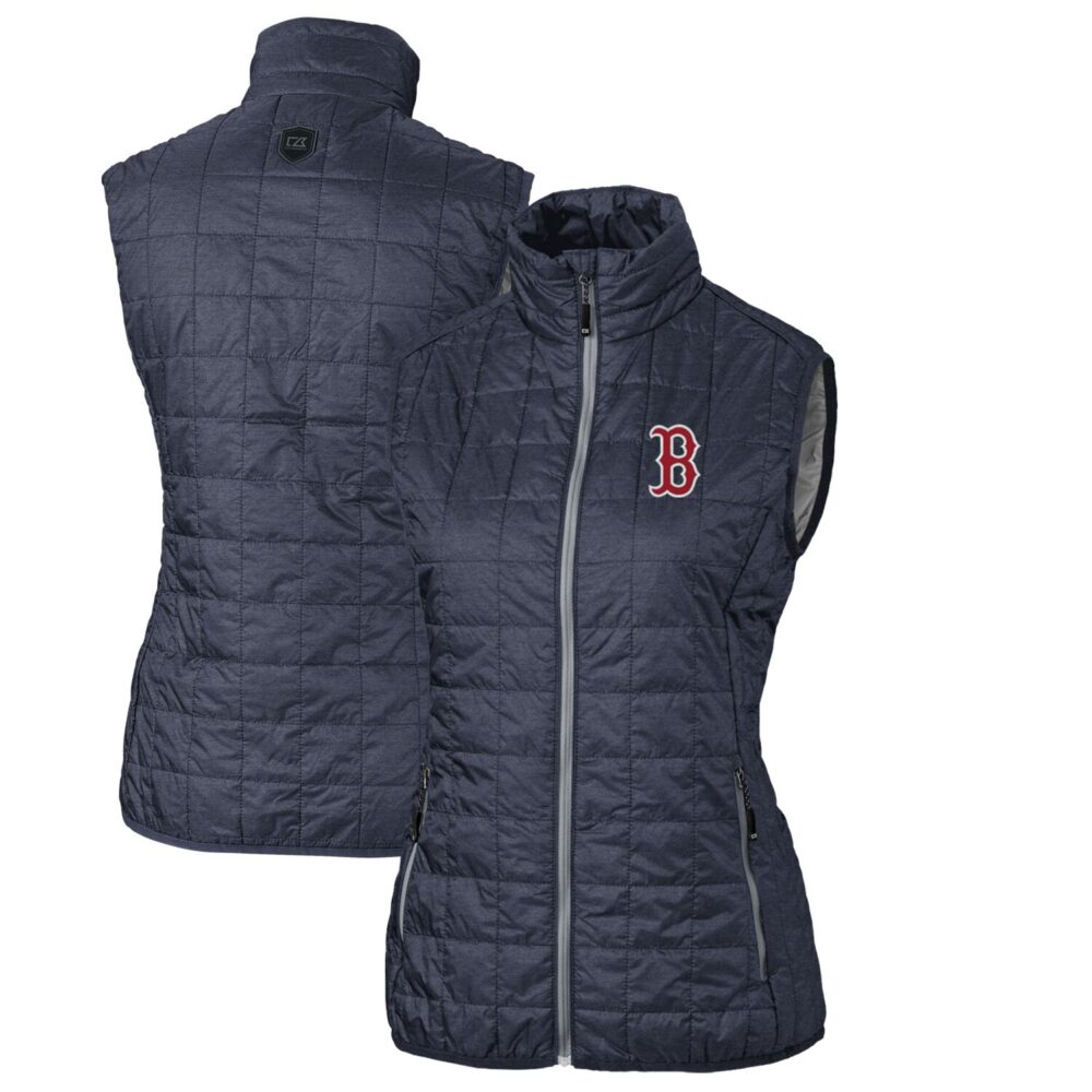Women's Boston Red Sox Cutter & Buck Heather Navy Rainier PrimaLoft Eco Full-Zip Puffer Vest