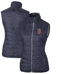 Women's Boston Red Sox Cutter & Buck Heather Navy Rainier PrimaLoft Eco Full-Zip Puffer Vest
