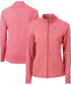 Women's Boston Red Sox Cutter & Buck Heather Red Adapt Eco Knit Heather Recycled Full-Zip Top