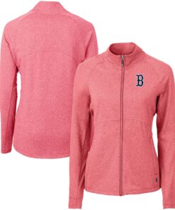 Women's Boston Red Sox  Cutter & Buck Heather Red Adapt Eco Knit Raglan Full-Zip Jacket