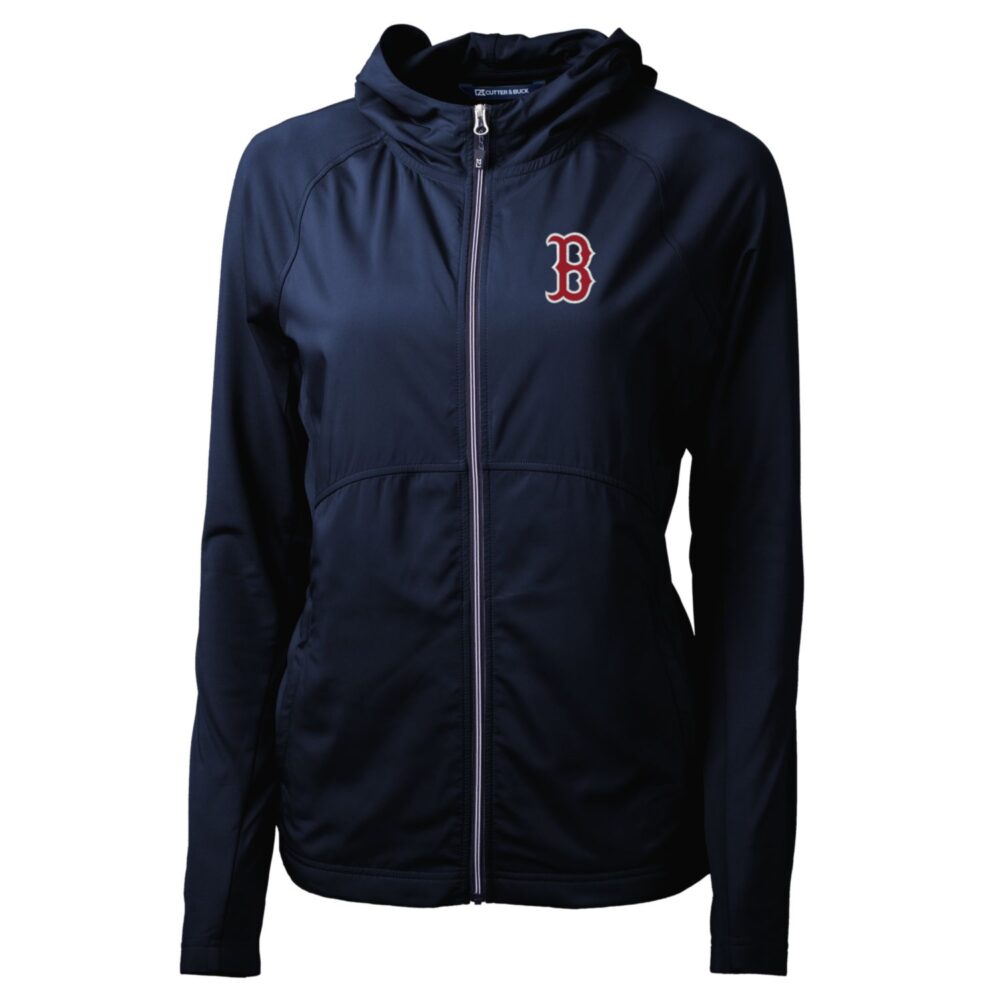 Women's Boston Red Sox Cutter & Buck Navy Adapt Eco Knit Full-Zip Jacket