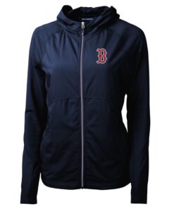 Women's Boston Red Sox Cutter & Buck Navy Adapt Eco Knit Full-Zip Jacket