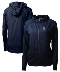 Women's Boston Red Sox Cutter & Buck Navy Americana Logo Adapt Eco Knit Hybrid Recycled Full-Zip Hoodie
